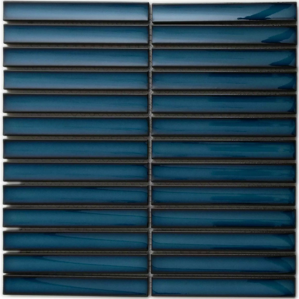 Modern interior wall featuring blue mosaic porcelain tiles