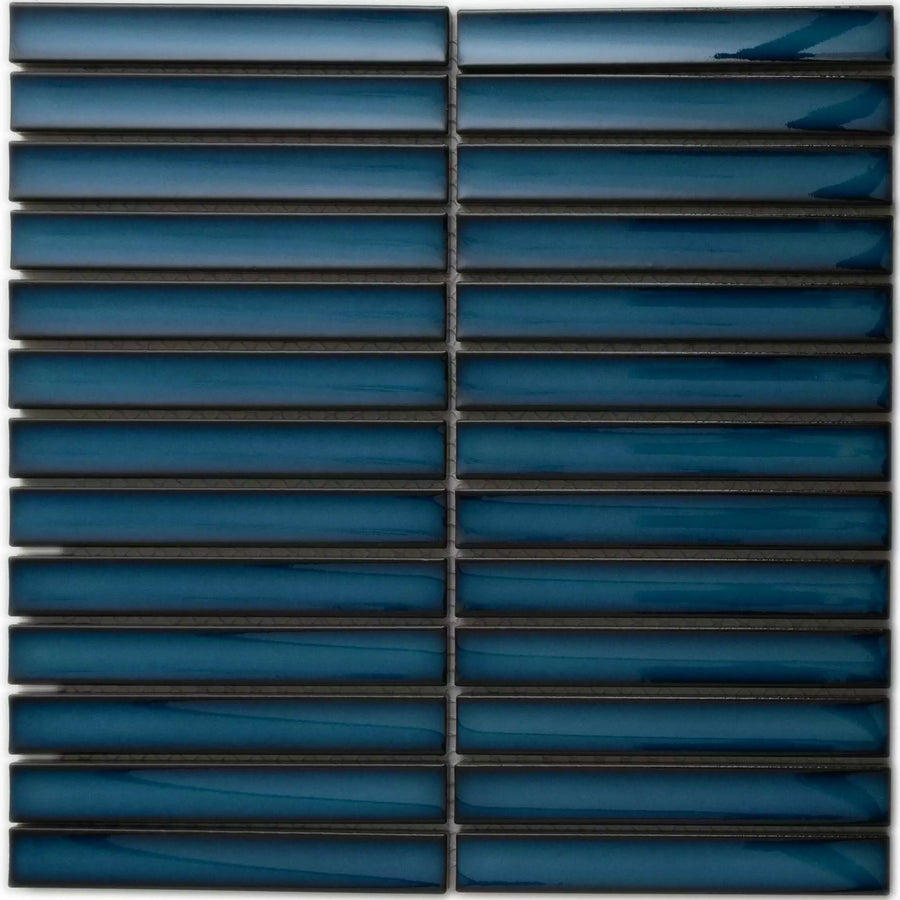 Modern interior wall featuring blue mosaic porcelain tiles