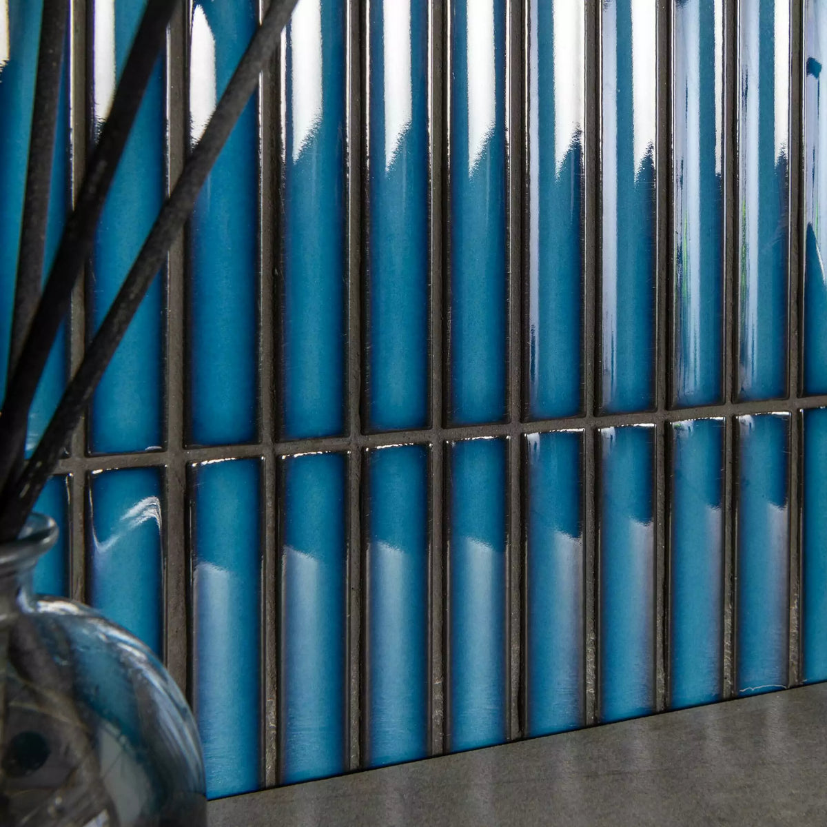 Kitkat Blue mosaic wall tiles with polished finish