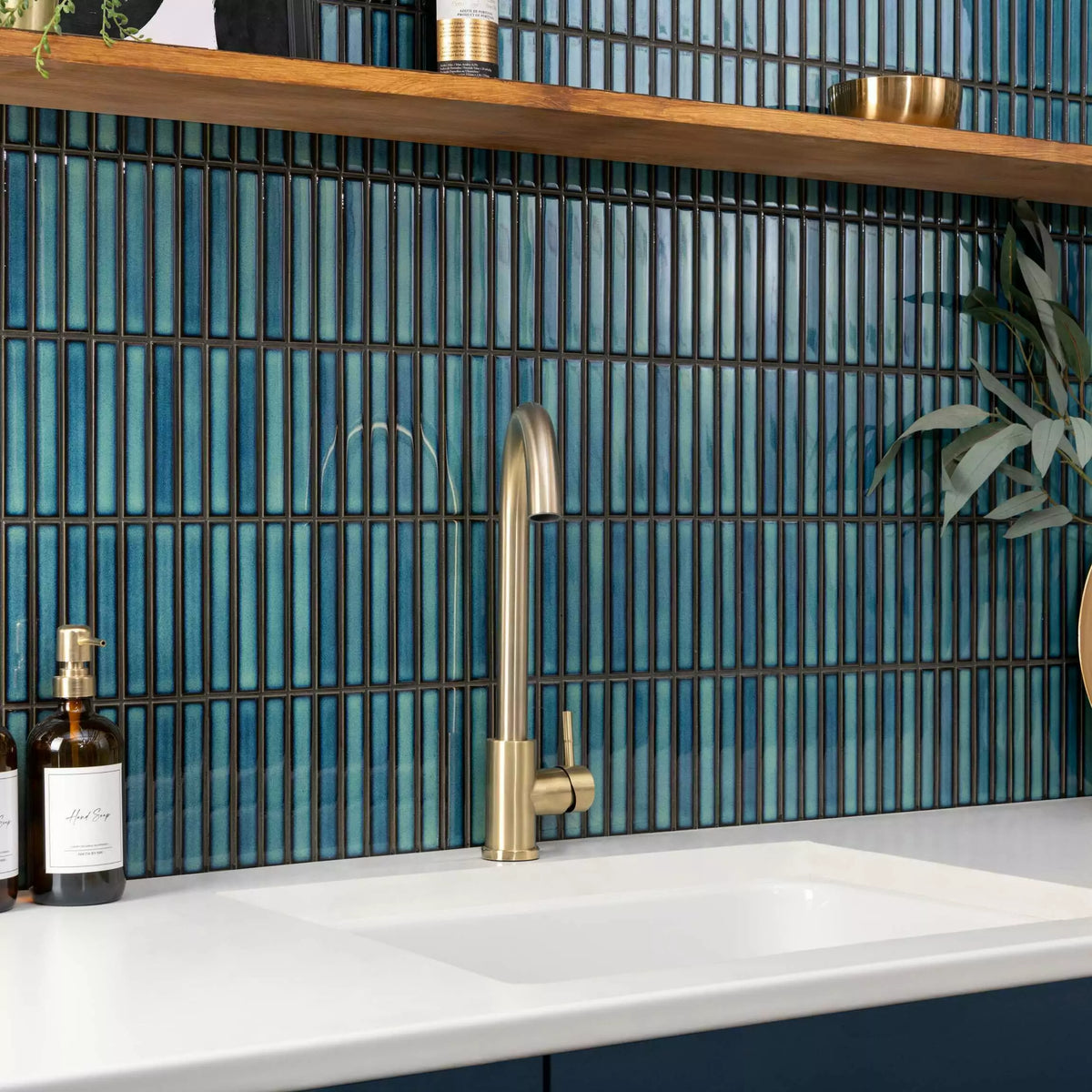 Modern blue two tone porcelain mosaic wall tiles