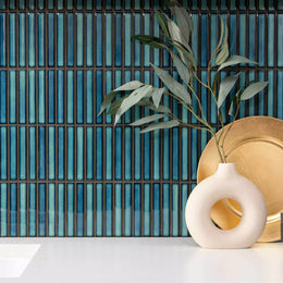 Polished blue mosaic porcelain wall tile design