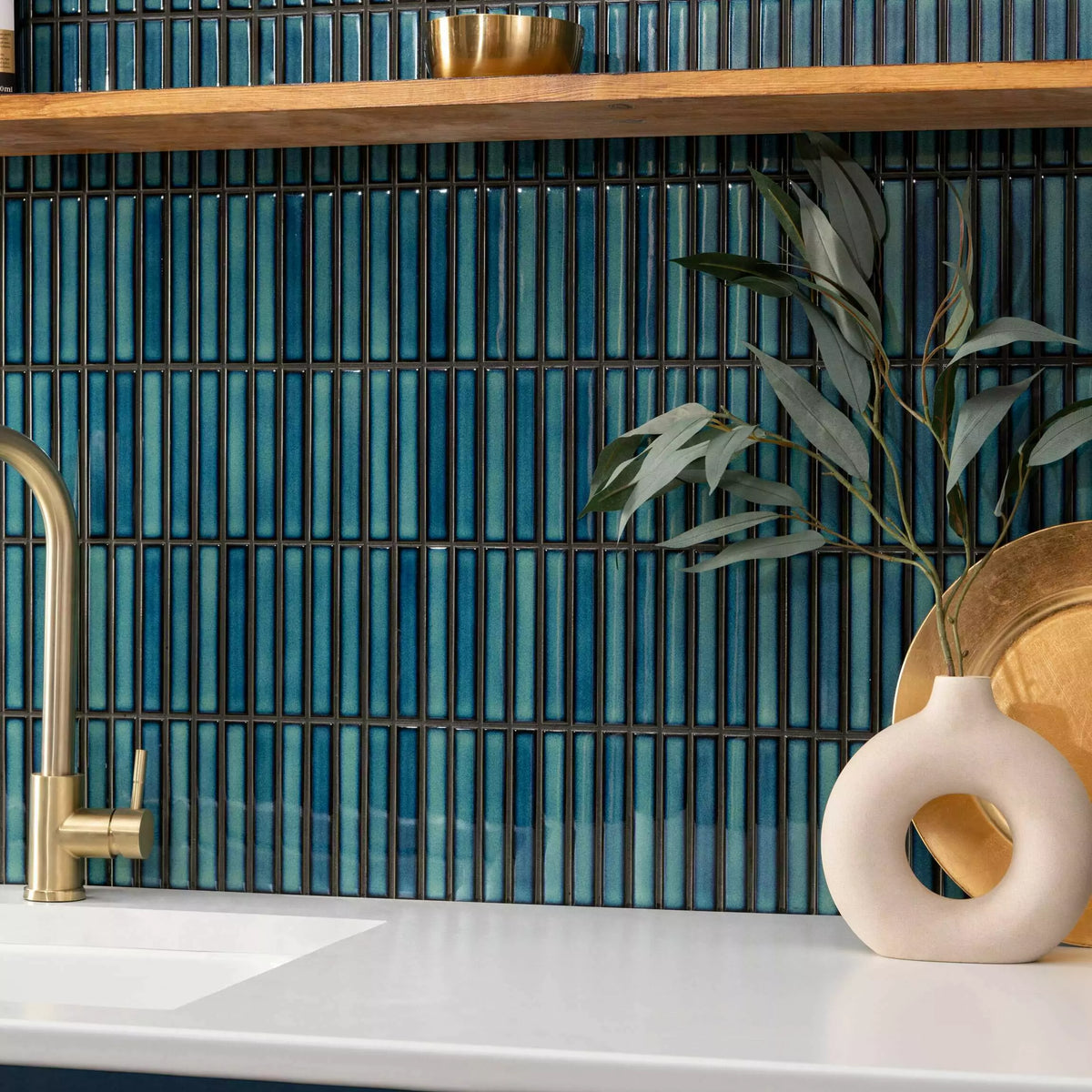 Kitkat Blue Two Tone Mosaic porcelain wall tiles