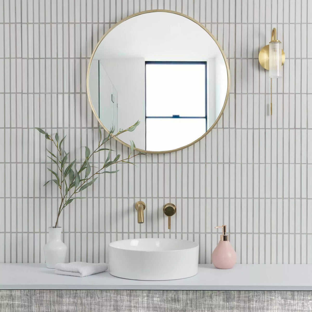 White polished mosaic porcelain tiles with modern pattern