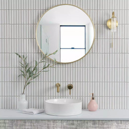 White polished mosaic porcelain tiles with modern pattern