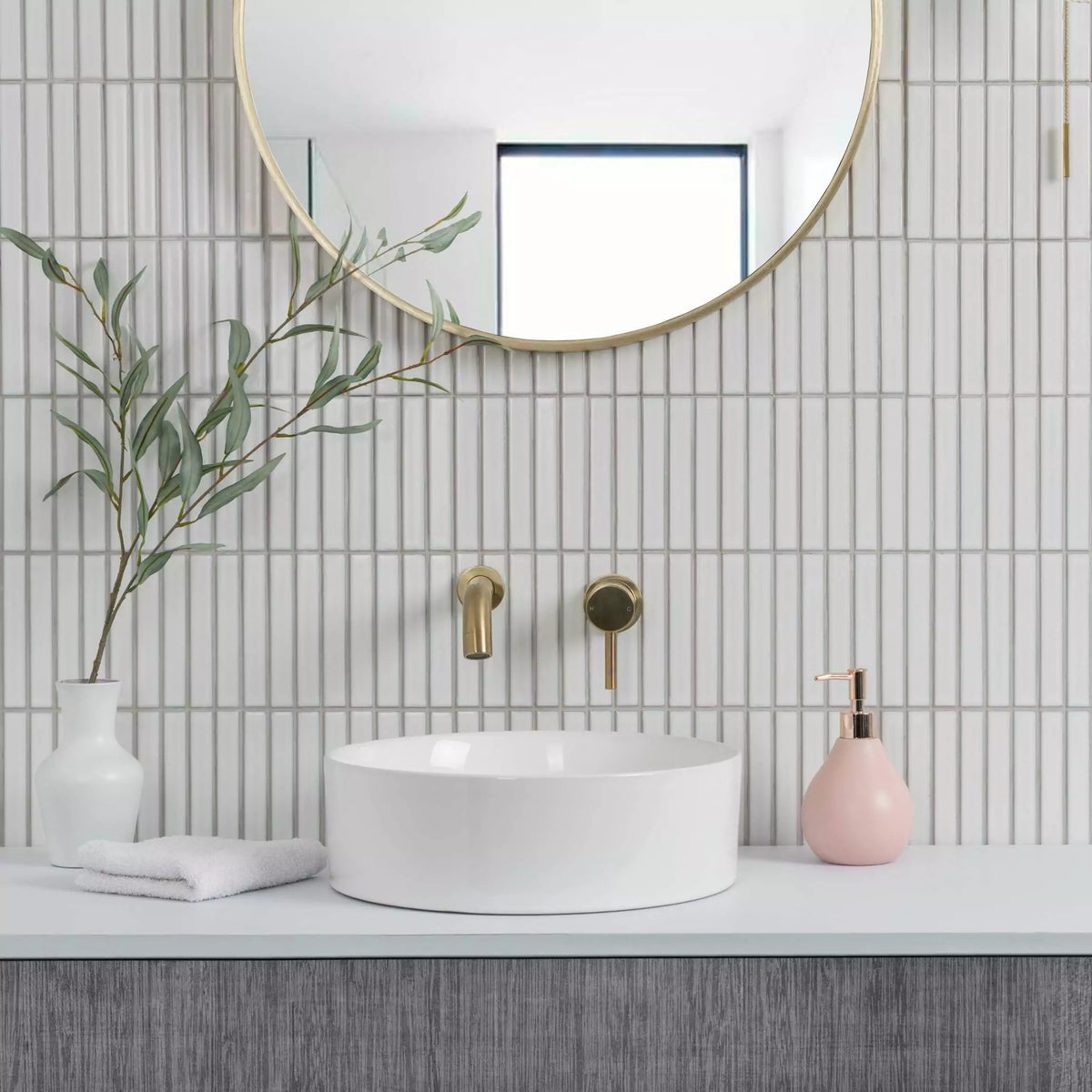 White porcelain mosaic wall tiles with polished finish
