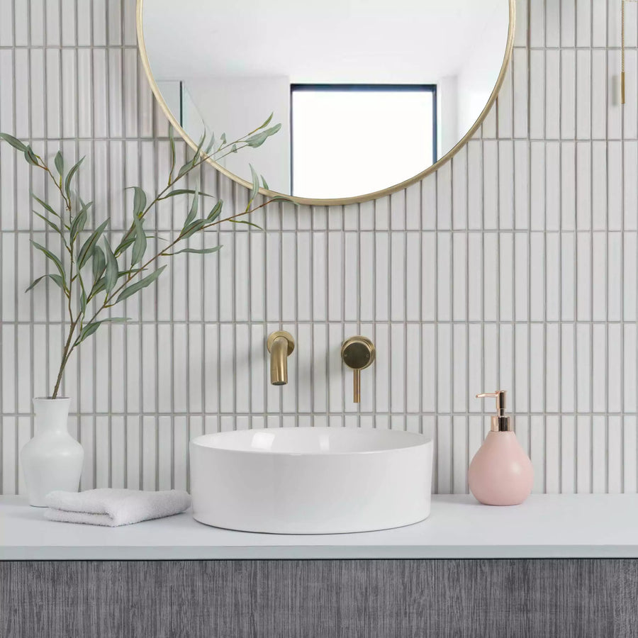White porcelain mosaic wall tiles with polished finish