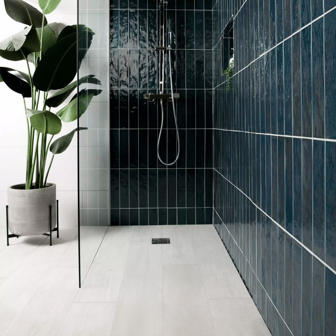 White porcelain wood effect tiles featuring matt surface