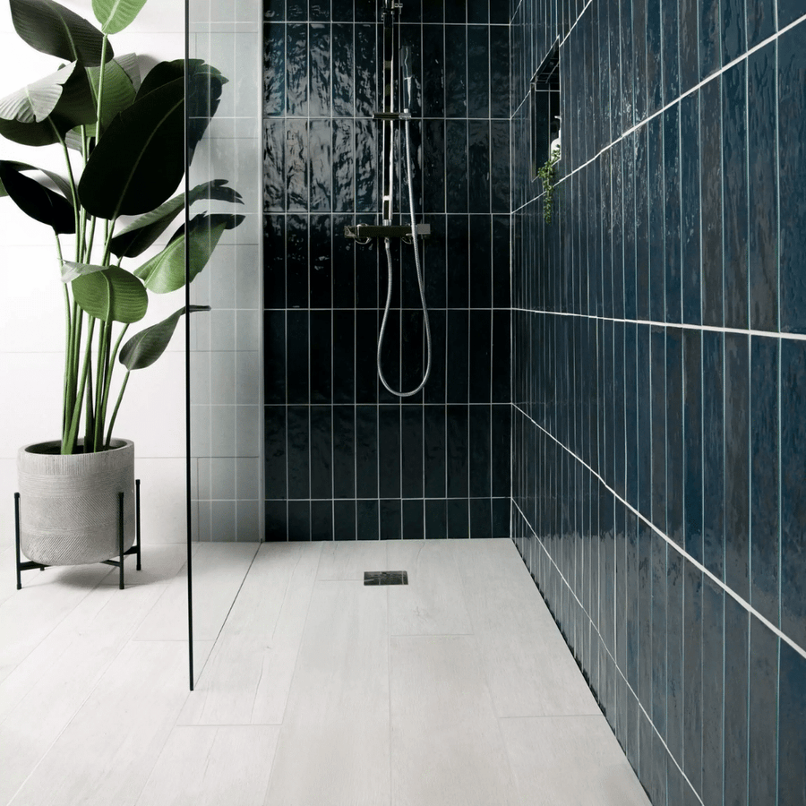 White porcelain wood effect tiles featuring matt surface