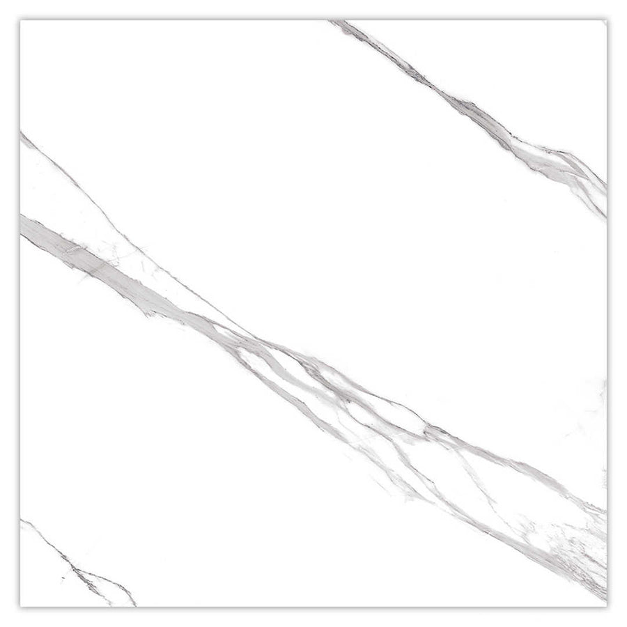 Lithery Classic White 800x800 Matt Marble Effect Porcelain Tile - Main