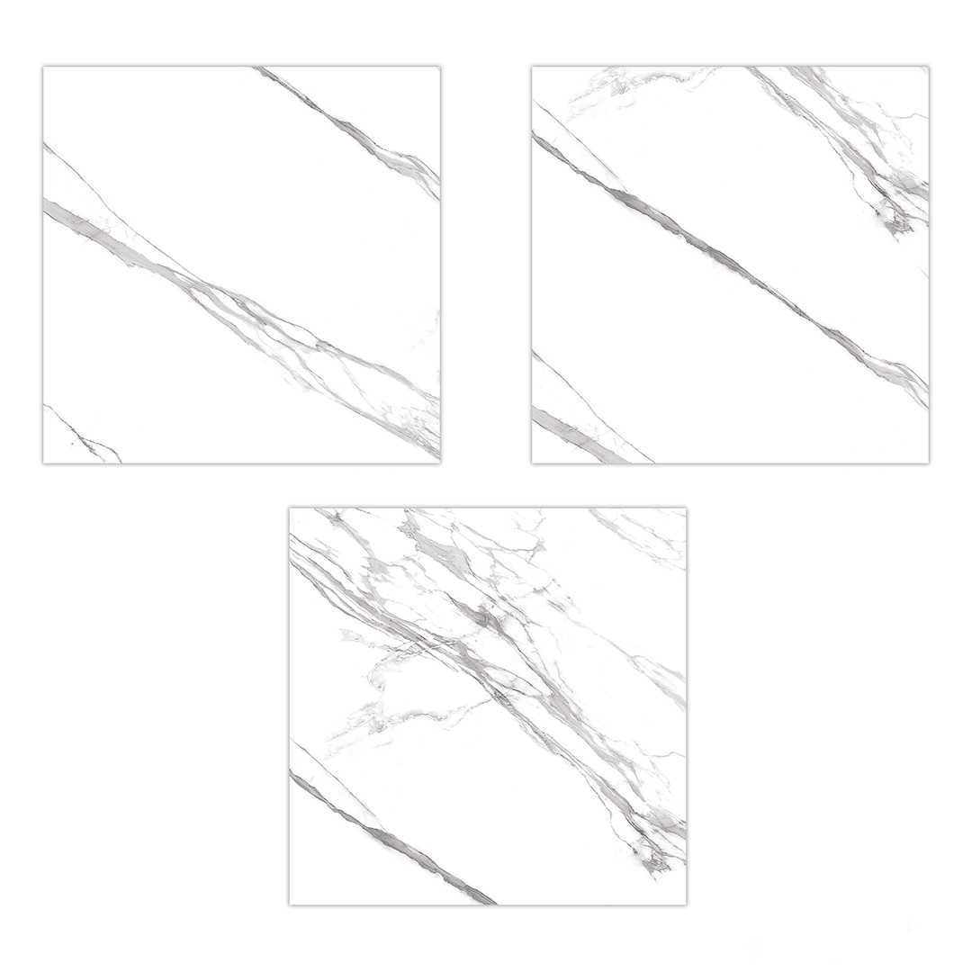 Lithery Classic White 800x800 Polished Marble Effect Porcelain Tile - All Face