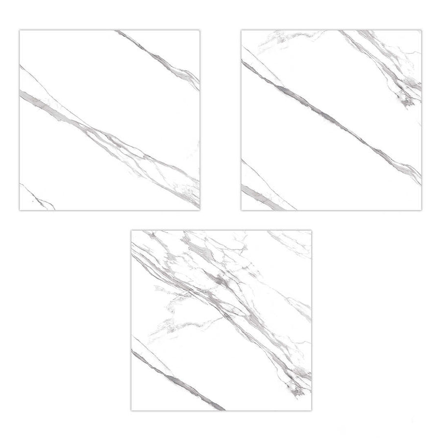 Lithery Classic White 800x800 Polished Marble Effect Porcelain Tile - All Face