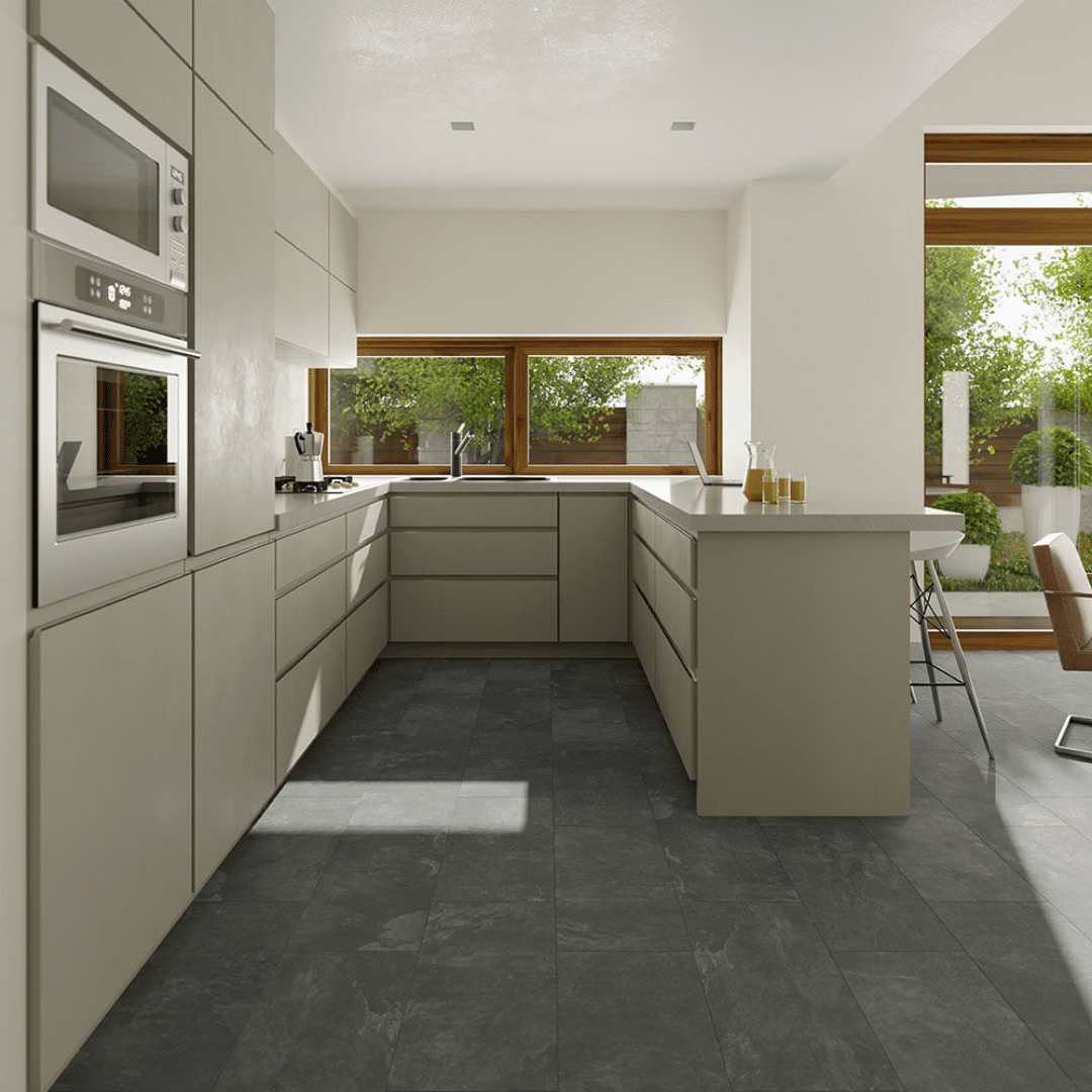 Stone texture dark grey porcelain tiles for interiors