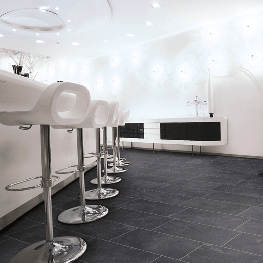 Dark grey stone effect porcelain surface for wall floor