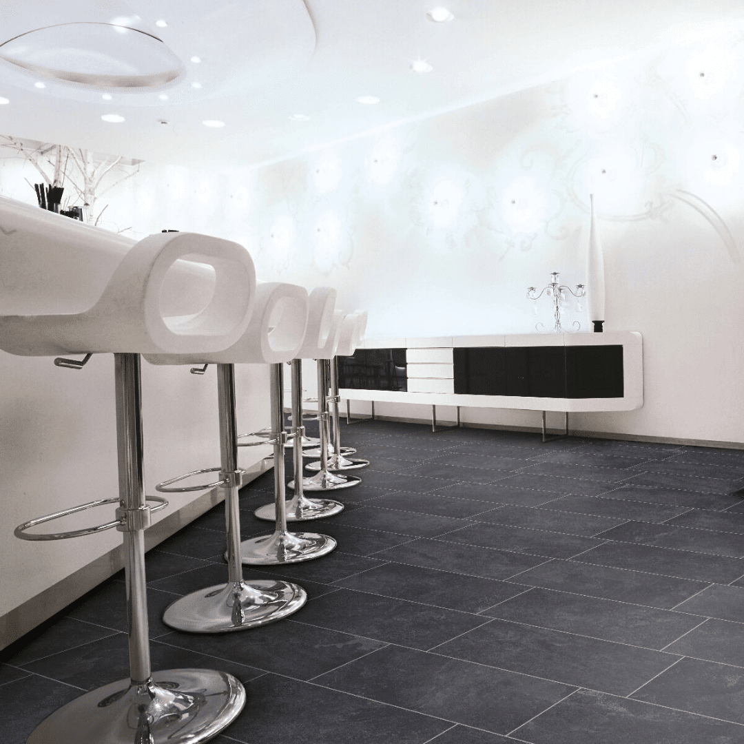 Dark grey stone effect porcelain surface for wall floor