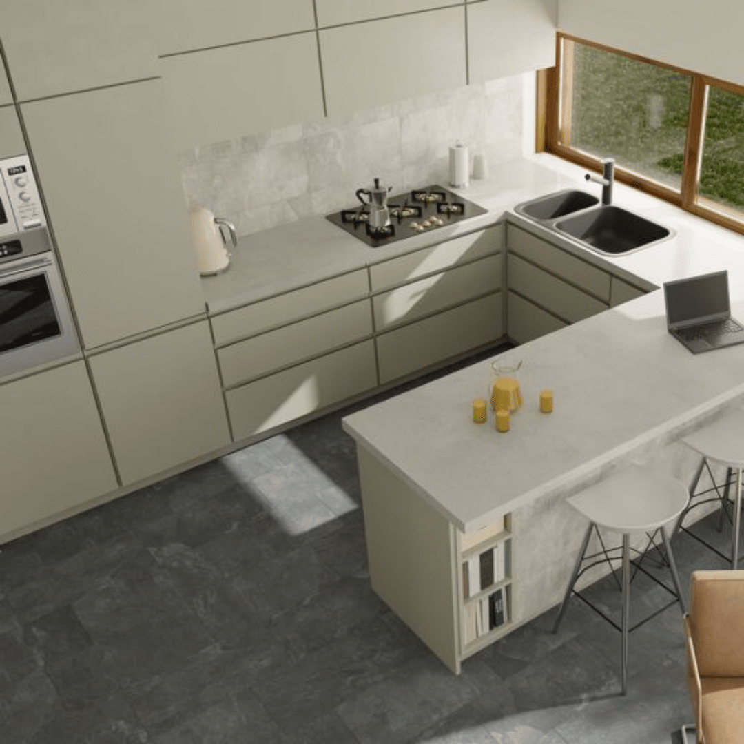 Durable porcelain wall floor tile in grey matt texture