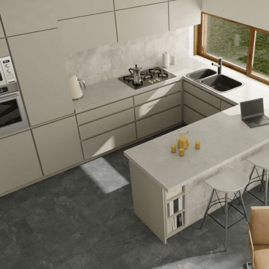 Durable porcelain wall floor tile in grey matt texture