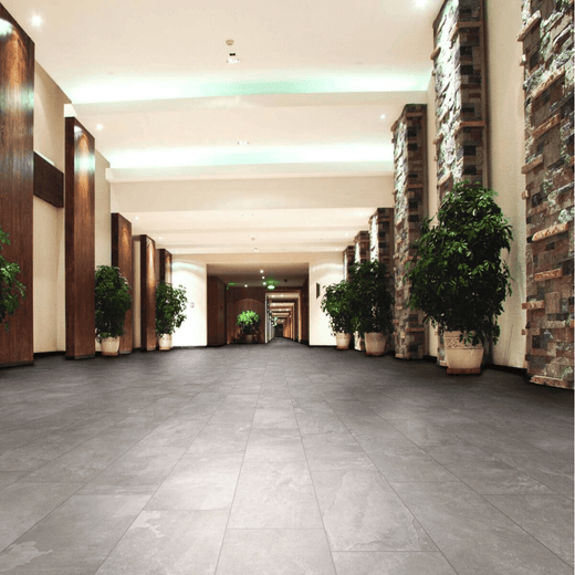 Grey stone look porcelain matt tiles for interior spaces