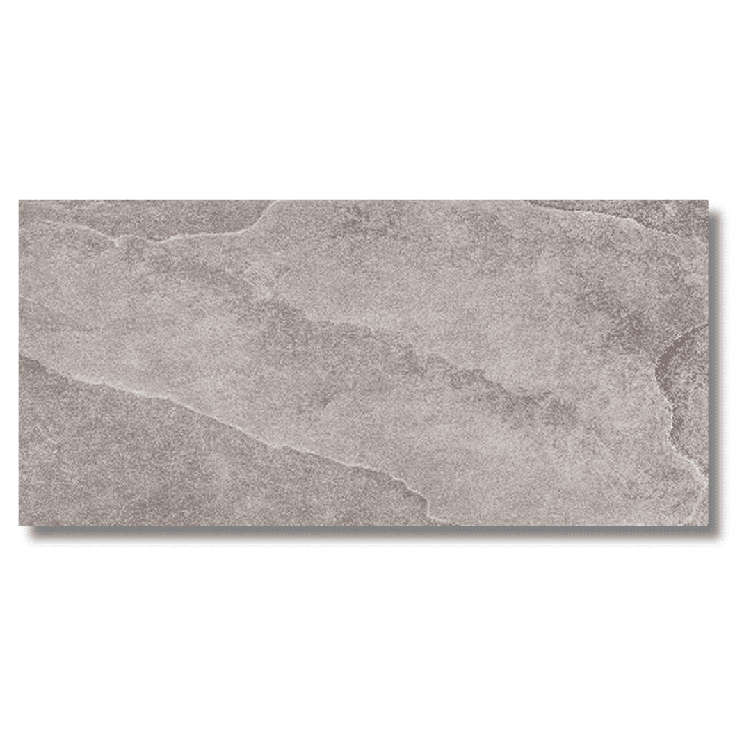 Loop Grey porcelain wall and floor stone effect matt tiles