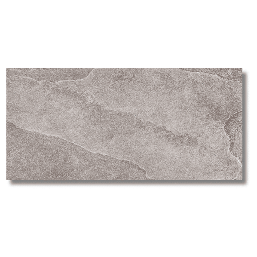Loop Grey porcelain wall and floor stone effect matt tiles