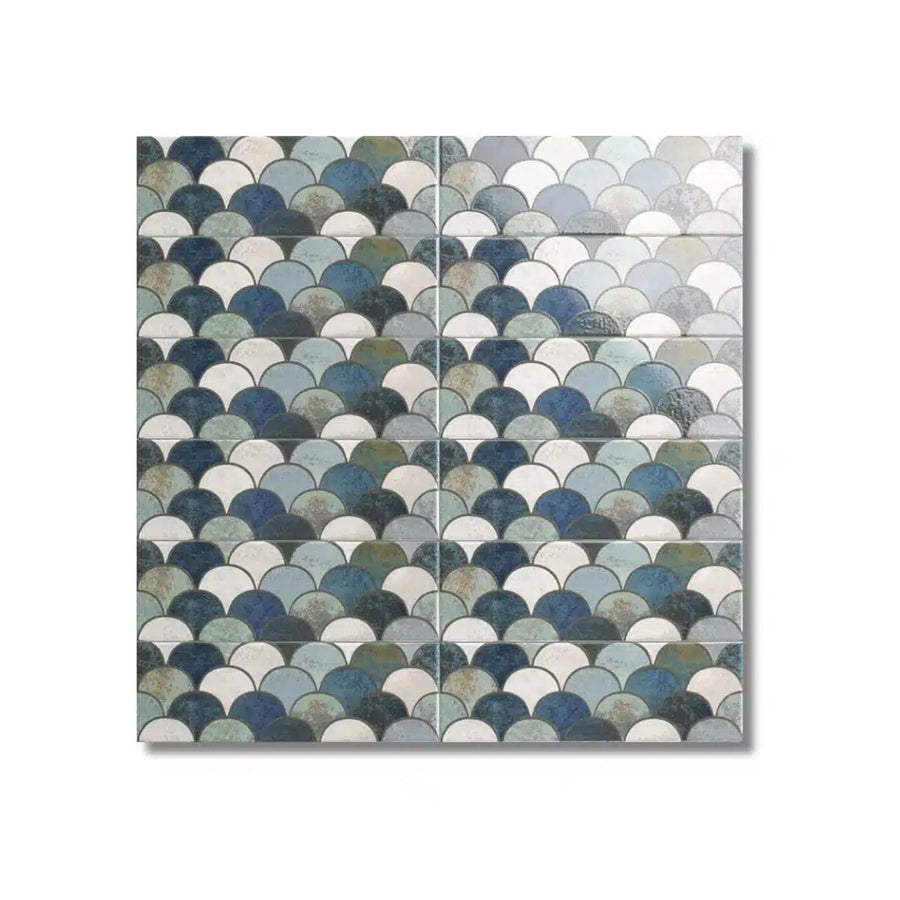 Luxor Scales Blu Décor ceramic tile