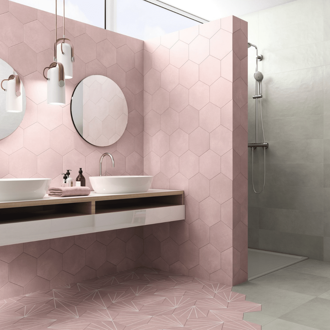 Matt Rose Quartz wall tiles