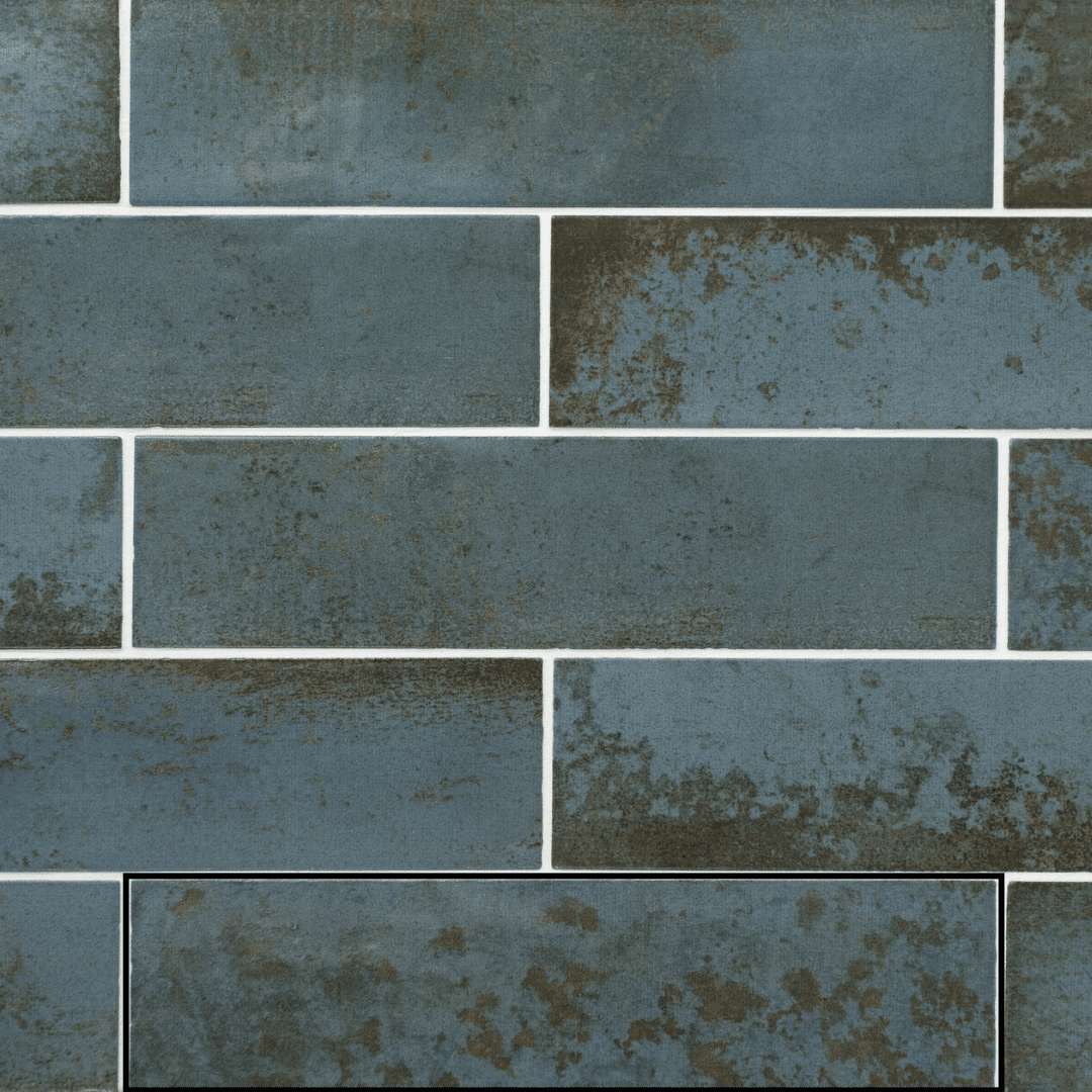 Blue ceramic matt tiles
