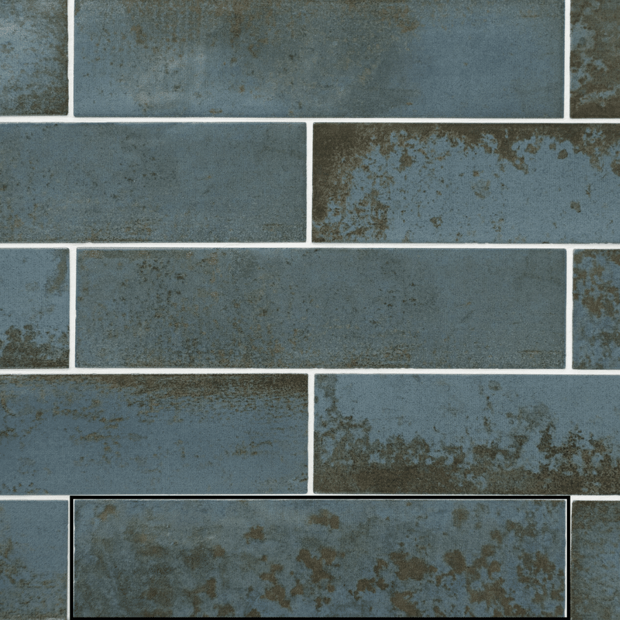Blue ceramic matt tiles