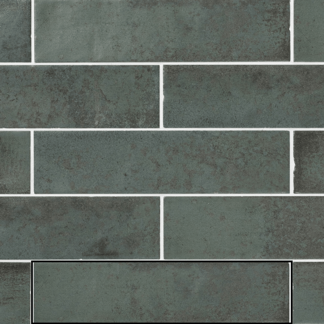 Green ceramic matt tiles