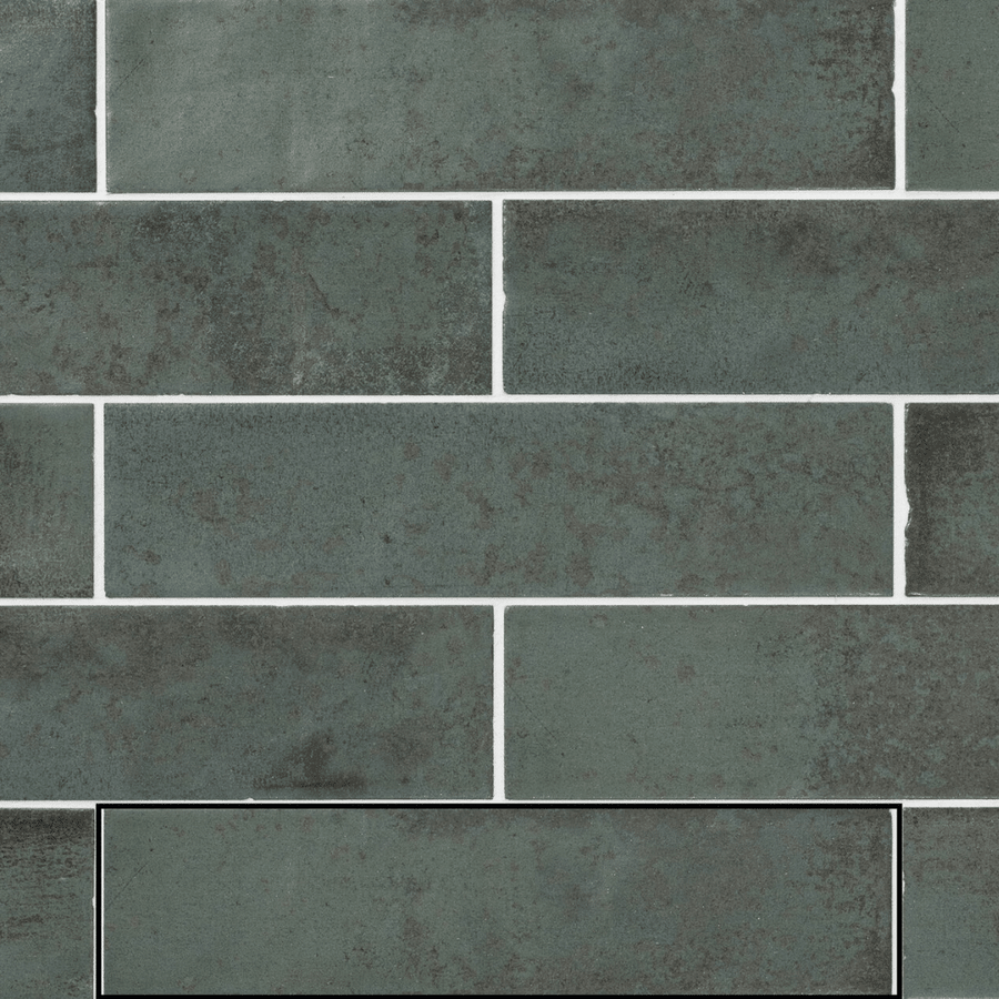 Green ceramic matt tiles