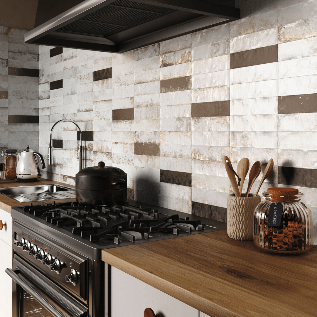 Metallic effect wall tiles