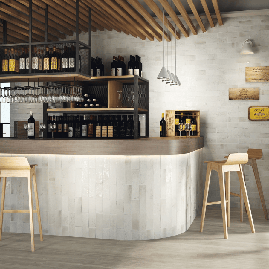 Porcelain matt white tiles