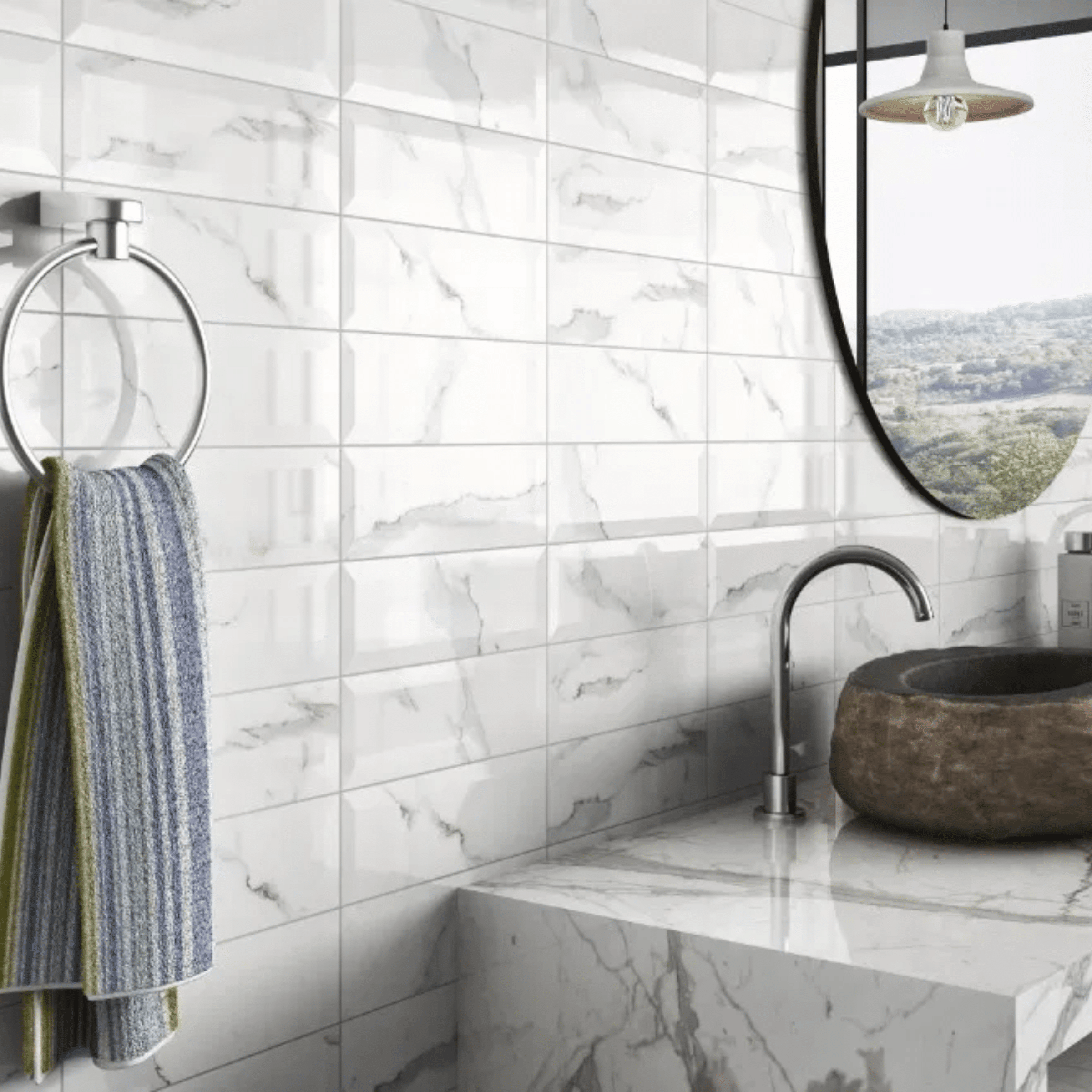 Metro wall tile with marble veining