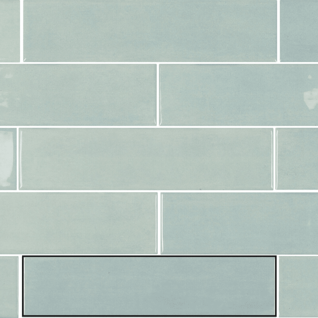 Glossy ceramic metro tiles in light green finish
