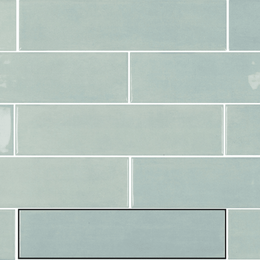Glossy ceramic metro tiles in light green finish