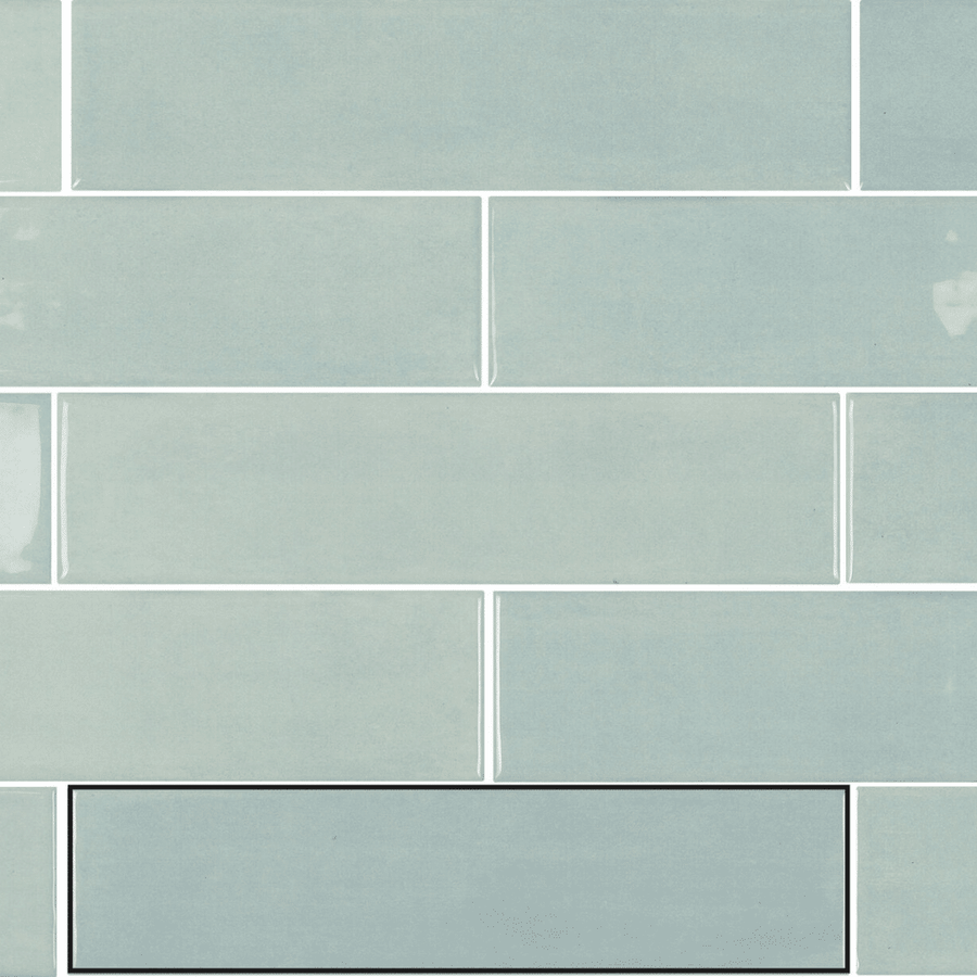 Glossy ceramic metro tiles in light green finish