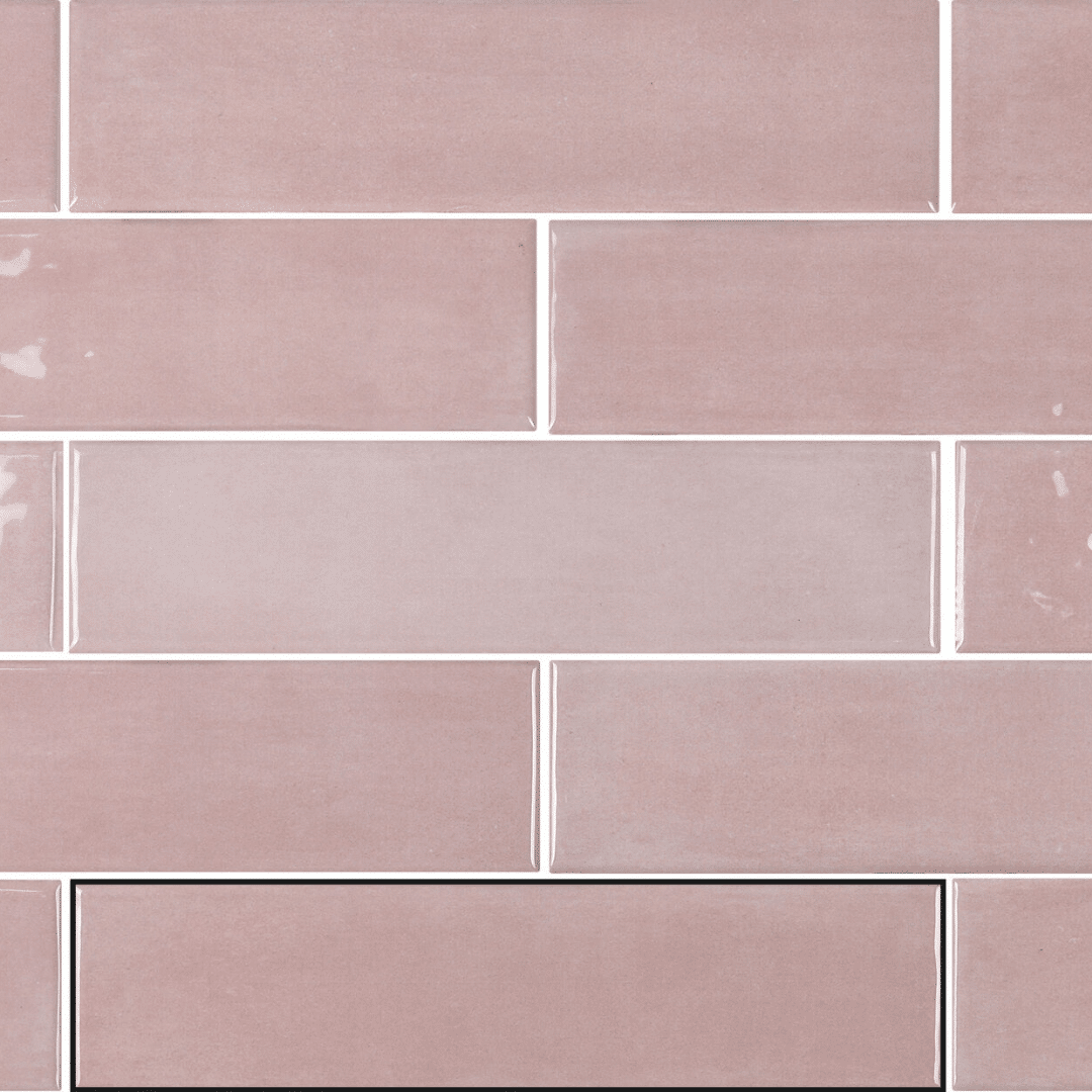 Glossy ceramic pink tiles with metro effect
