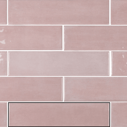 Glossy ceramic pink tiles with metro effect