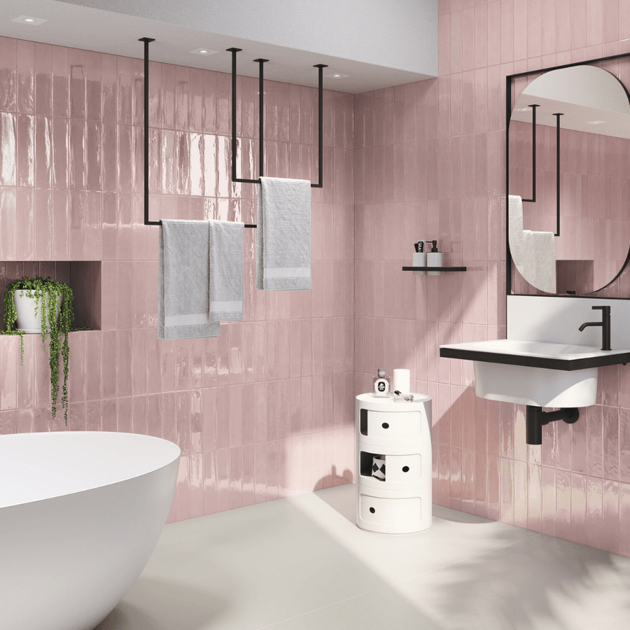 Durable glossy ceramic pink wall tiles design