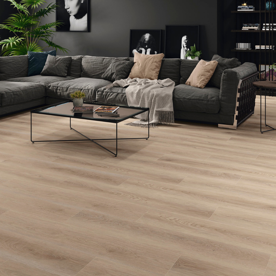Brown SPC wood look tiles for modern interior flooring