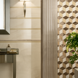 Polished ceramic marble look wall and floor tile surface