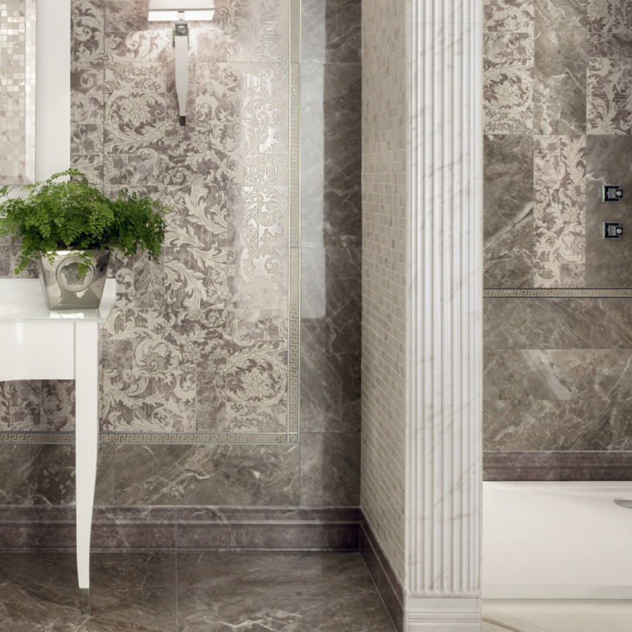 Elegant brown ceramic marble effect wall and floor tiles