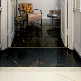 Modern polished black marble look ceramic interior tiles