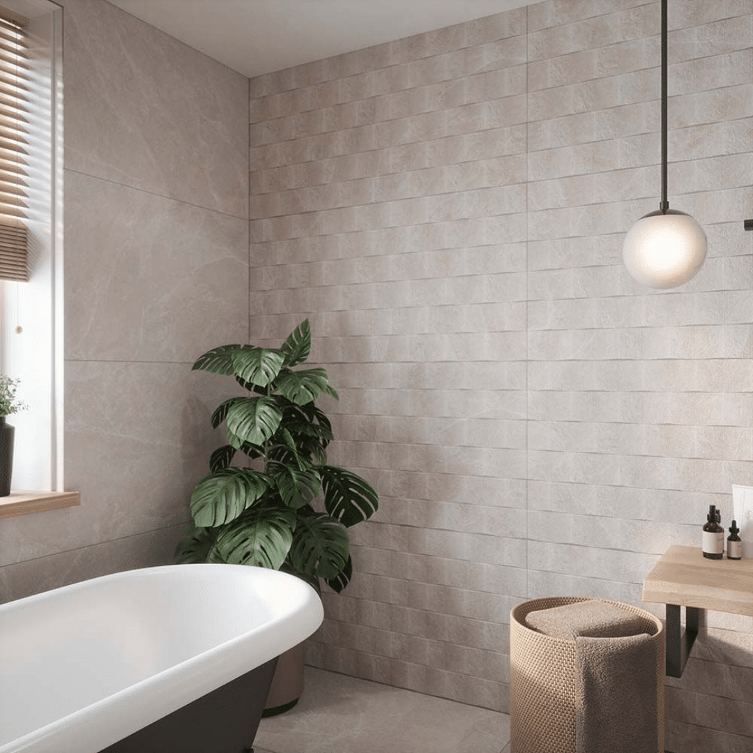 Modern beige stone porcelain tile for home hallway use