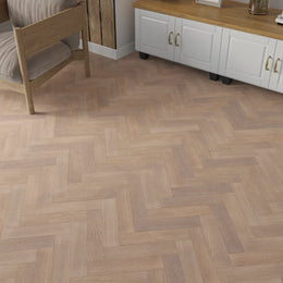 Quenby Grey Oak Herringbone Flooring in a room setting