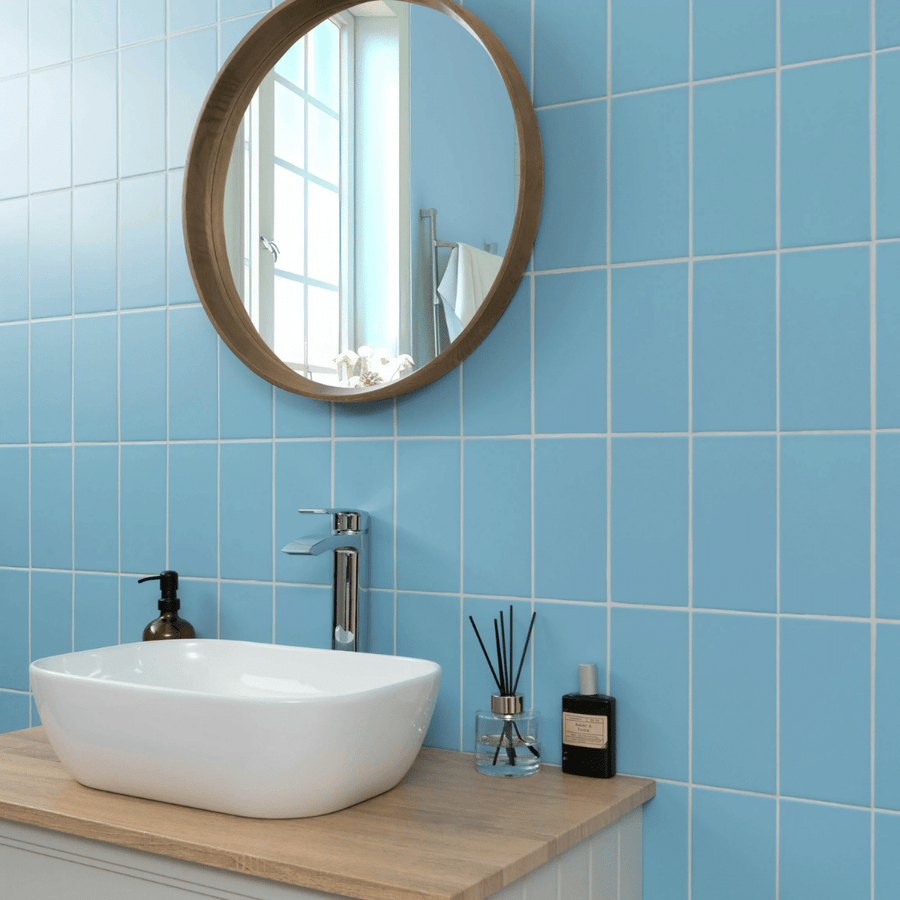 Monocolour Aire Blue matt ceramic wall tiles metro effect