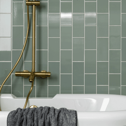 Plain effect Alga Green ceramic wall tiles interior