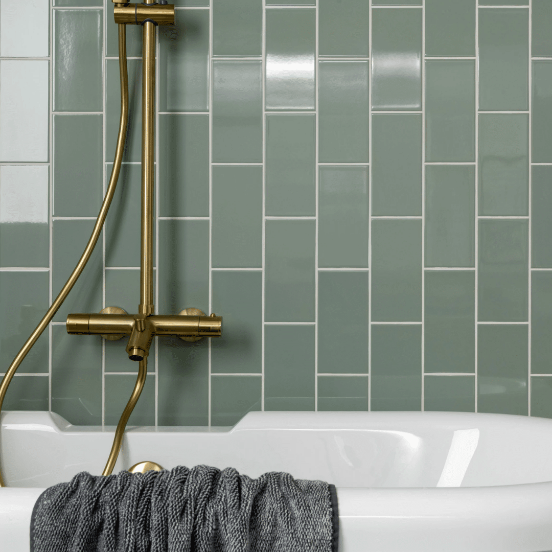 Bright green ceramic wall tiles offering polished shine