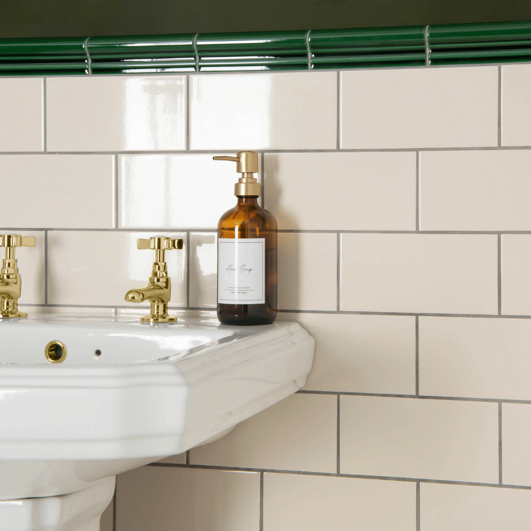 Cream ceramic wall tiles with smooth matt texture