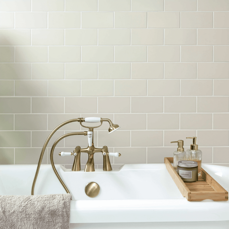 Elegant cream ceramic tiles featuring subtle matt surface