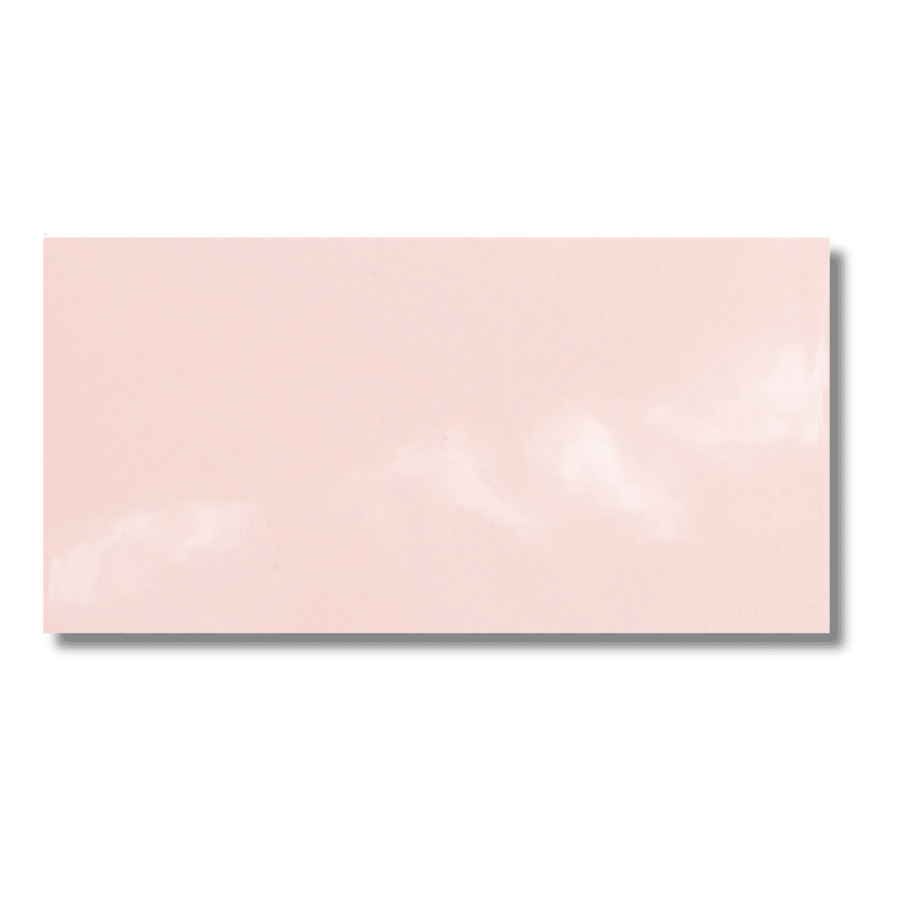 Gloss finish pink ceramic tiles featuring metro effect design